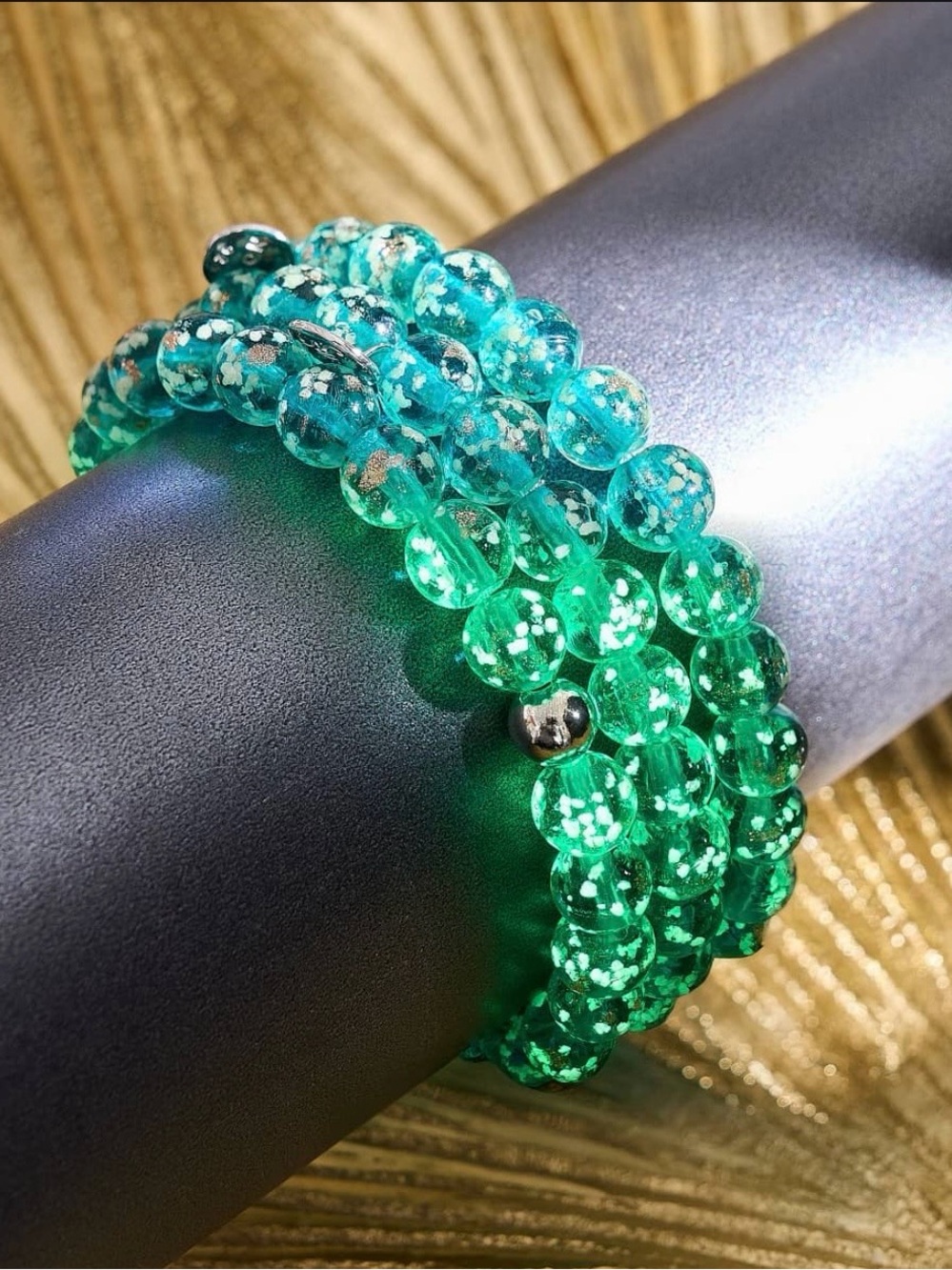 NWT Nogu Teal | .925 Sterling Silver | Firefly Glass Bracelet (18 cm=7 inches) - Picture 7 of 7